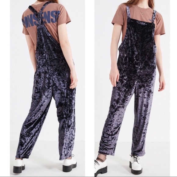 crushed velvet overalls